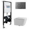 Комплект унитаза Abber Rechteck AC1201-AC0105-AC0121NG с сиденьем Микролифт и клавишей смыва цвет Никель
