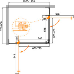 Душевой уголок Cezares Slider 110x80 SLIDER-AH-2-70/80-100/110-GRIGIO-BORO