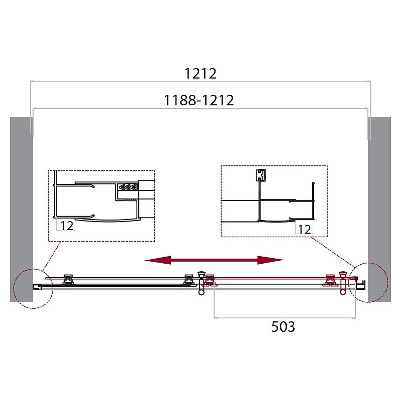 Душевая дверь BelBagno Uno 120 UNO-195-BF-1-120-P-NERO