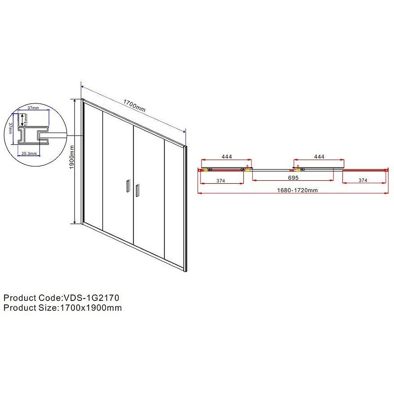 Душевая дверь Vincea Garda 170 VDS-1G2170CLG