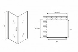 Душевой уголок Abber Sonnenstrand 100x100 AG04100B-S100B профиль Черный стекло прозрачное