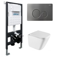Комплект унитаза с инсталляцией Abber Rechteck AC1219TC-AC0105-AC0121NG цвет Белый с сиденьем Микролифт