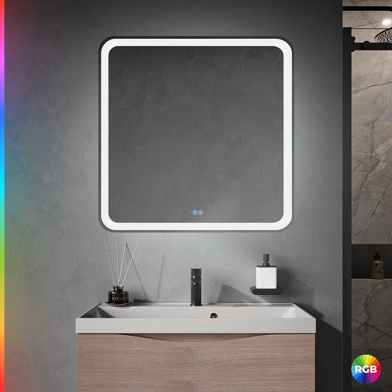 Зеркало Cezares Multicolore 80 CZR-SPC-MC-800-800-RGB-TCH с подсветкой
