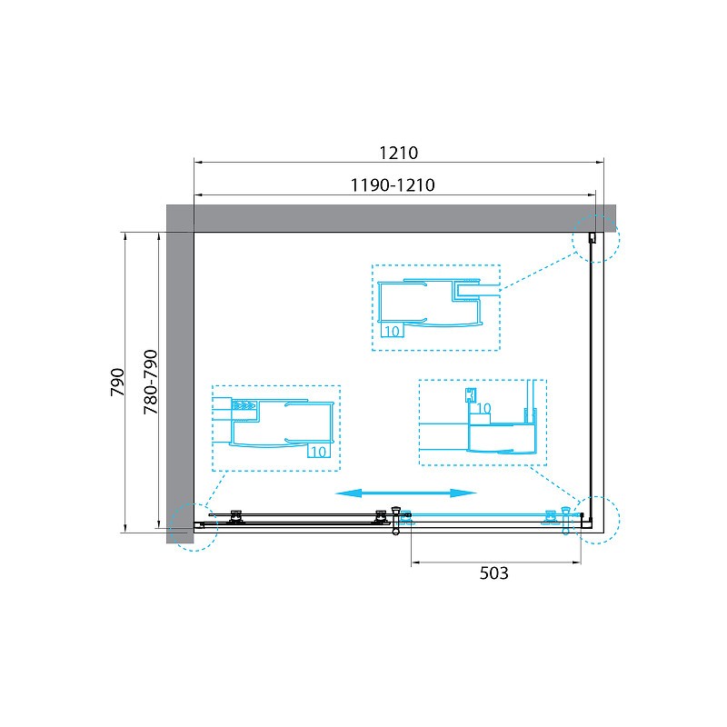 Душевой уголок BelBagno Uno 120x80 UNO-195-AH-1-120/80-C-NERO