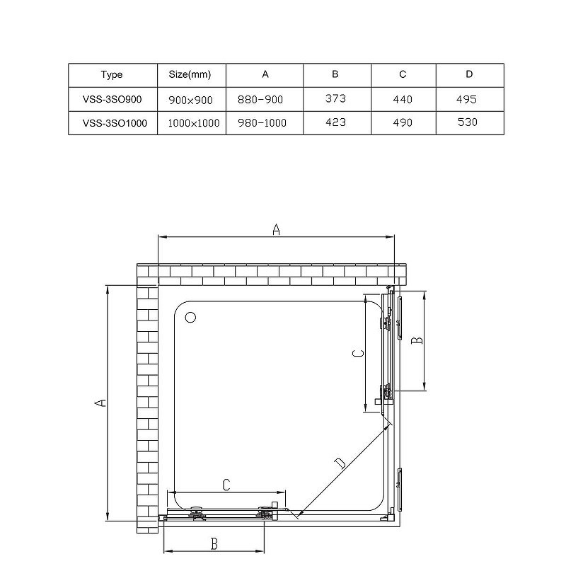 Душевой уголок Vincea Soft 100x100 VSS-3SO100CLB