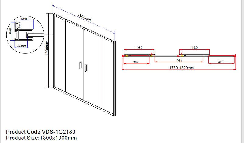 Душевая дверь Vincea Garda 180 VDS-1G2180CH
