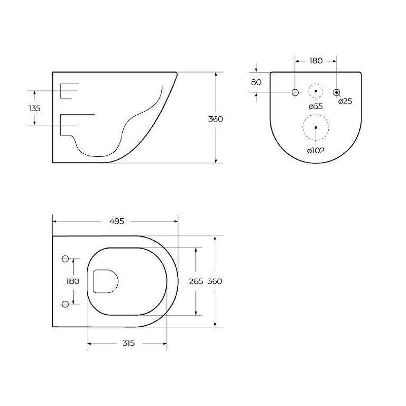Комплект унитаза BelBagno Amanda BB051CHR+BB051SC с инсталляцией Tece Now 9400414