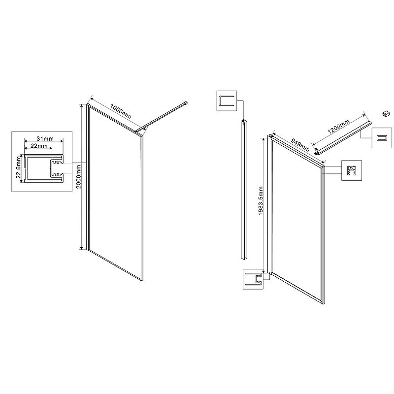 Душевая перегородка Vincea Walk-In 100 VSW-1HP100GFB