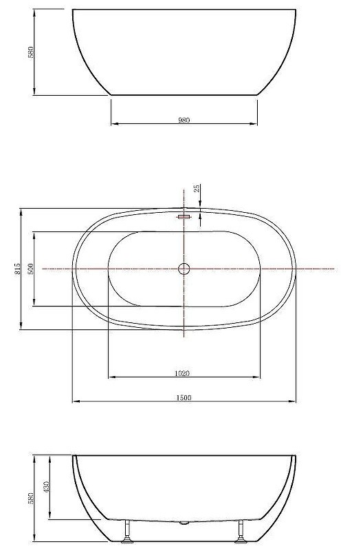 Акриловая ванна Vincea 150х80 VBT-408-1500