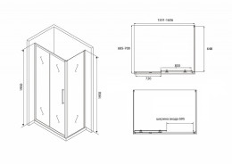 Душевой уголок Abber Schwarzer Diamant 160х70 AG30160BH-S70B профиль Черный стекло прозрачное