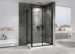 Душевой уголок Abber Sonnenstrand 100x100 AG04100BC-S100B профиль Черный стекло прозрачное
