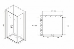 Душевой уголок Abber Sonnenstrand 100x100 AG04100BC-S100B профиль Черный стекло прозрачное