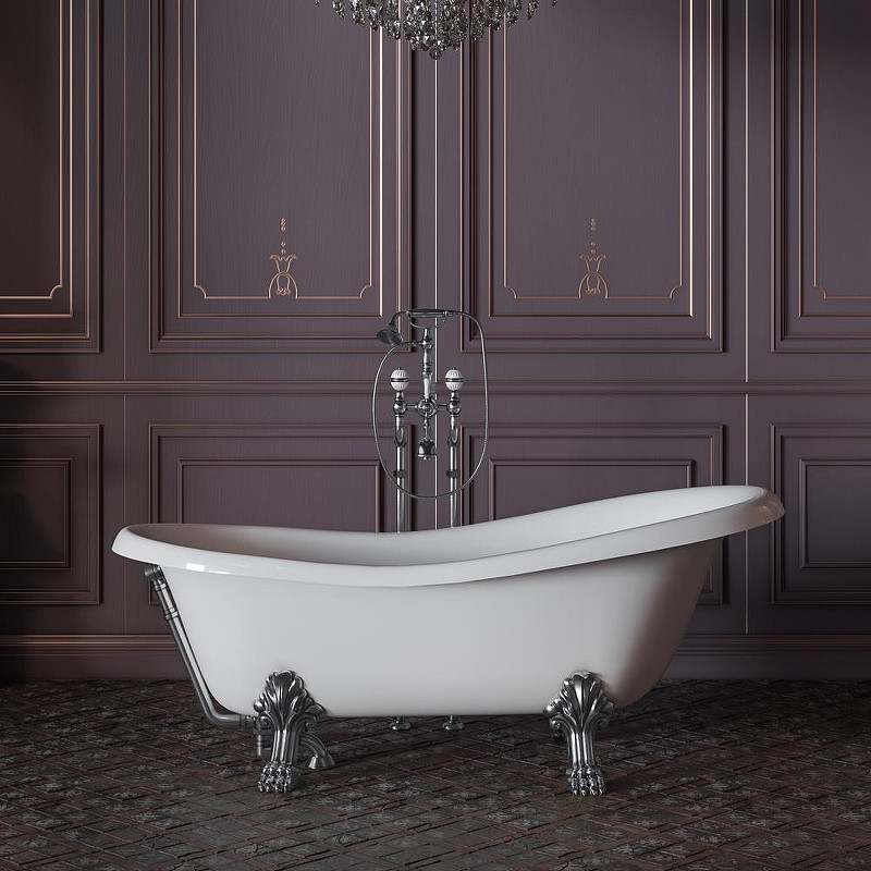 Ванна из искусственного камня Migliore Milady 185x82 26920 ножки Leone Standart Хром