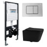 Комплект унитаза Abber Rechteck AC1201MB-AC0105-AC0120 с сиденьем Микролифт и клавишей смыва цвет Хром