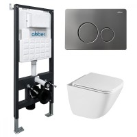 Комплект унитаза с инсталляцией Abber Rechteck AC1220TC-AC0105-AC0121NG цвет Белый с сиденьем Микролифт