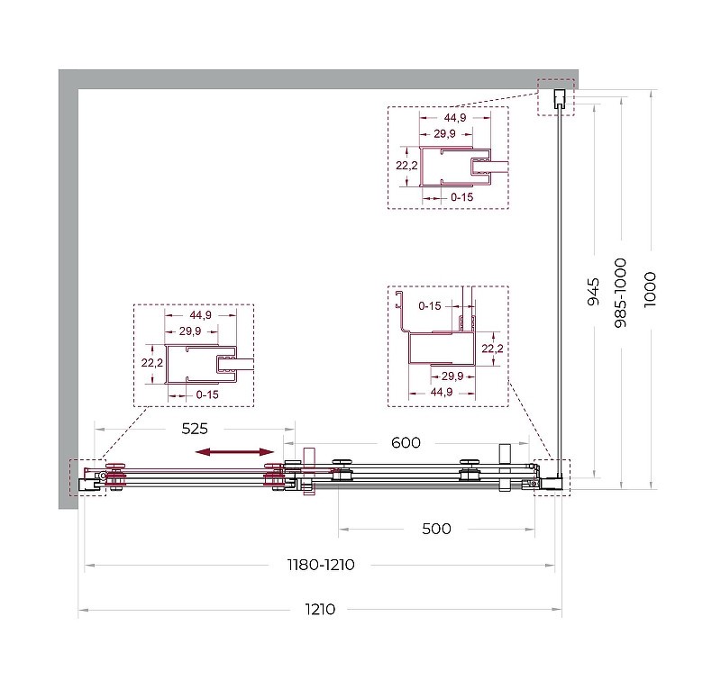 Душевой уголок BelBagno Marino 2 120x100 MARINO-2-AH-1-120/100-C-GM