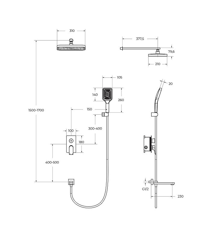 Душевая система BelBagno Due DUE-VDSET-GM