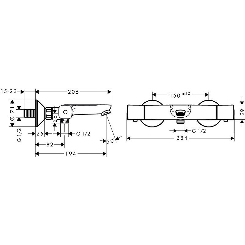 Смеситель для ванны Hansgrohe Ecostat Universal 13123000 с термостатом Хром