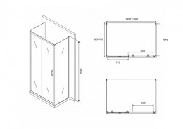 Душевой уголок Abber Schwarzer Diamant 160х70 AG30160BH-S70B-S70B профиль Черный стекло прозрачное